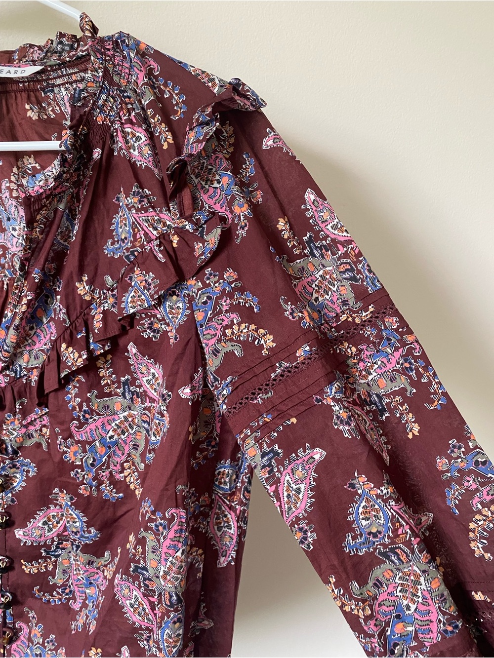 Veronica Beard Hopkins Paisley Ruffle Front Blouse - Picture 8 of 11